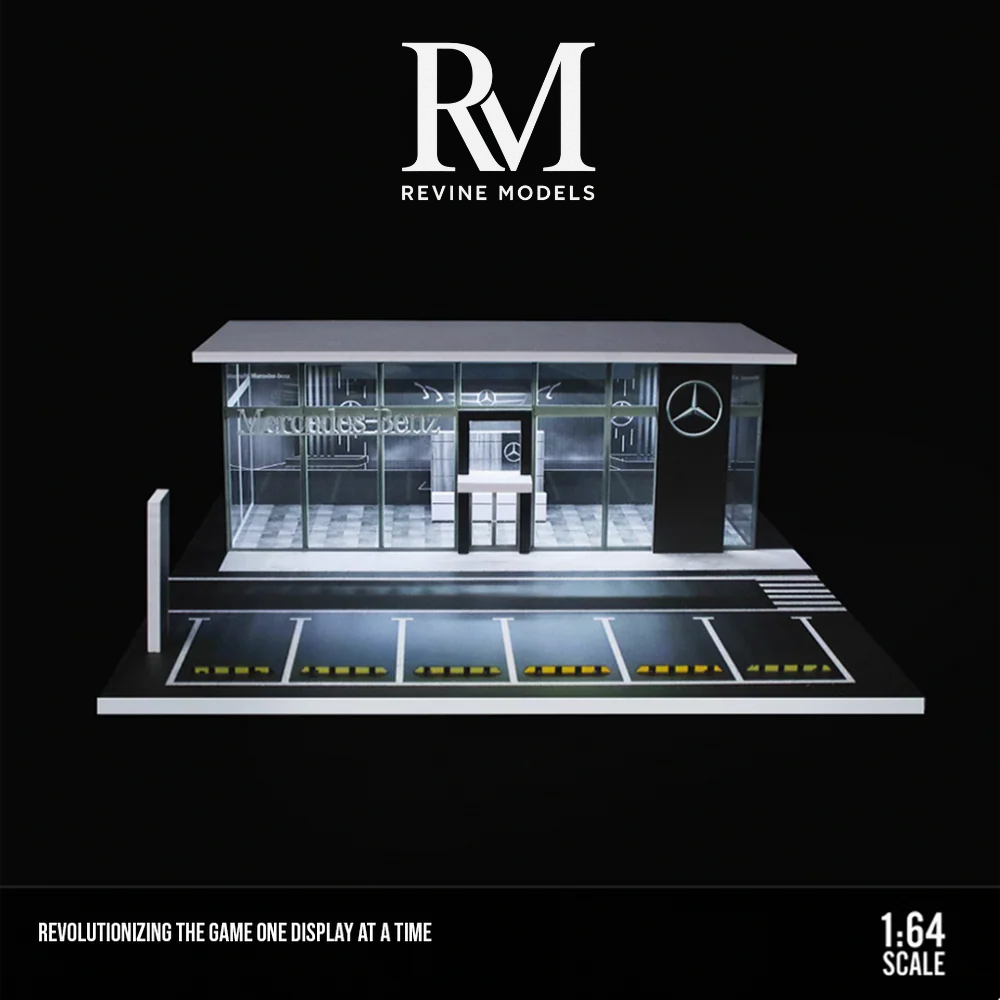 Mercedes Dealership Diorama 1/64 LED Display – Hot Wheels & Diecast Car Garage Showcase