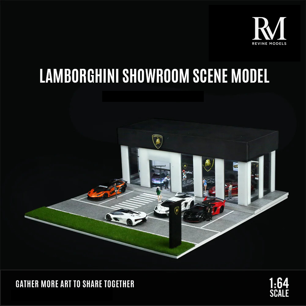Lamborghini Dealership Diorama 1/64 LED Display – Hot Wheels & Diecast Car Garage Showcase