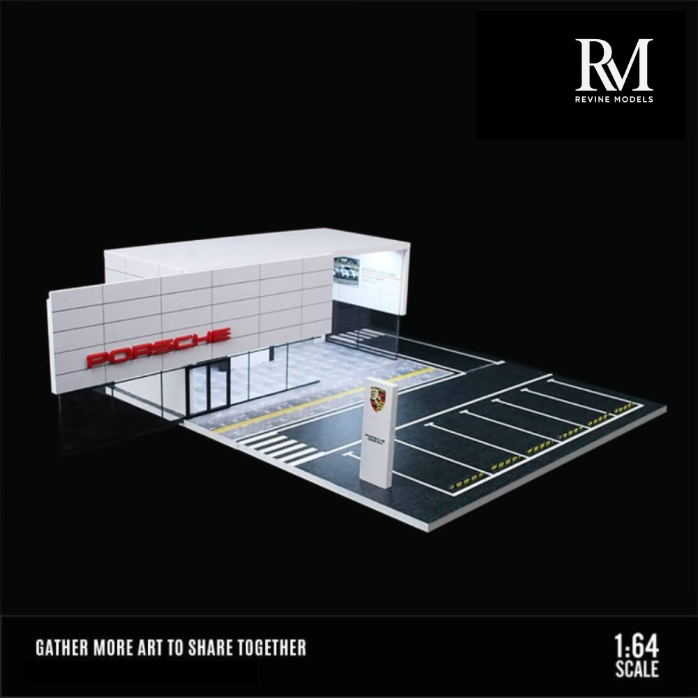 Porsche Dealership Diorama 1/64 LED Display – Hot Wheels & Diecast Car Garage Showcase