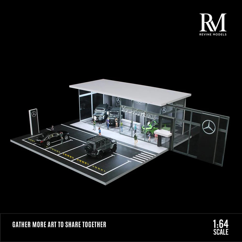 Mercedes Dealership Diorama 1/64 LED Display – Hot Wheels & Diecast Car Garage Showcase