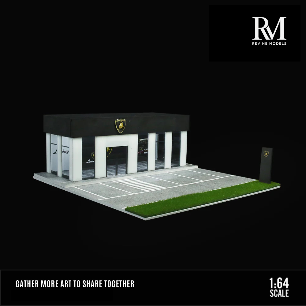 Lamborghini Dealership Diorama 1/64 LED Display – Hot Wheels & Diecast Car Garage Showcase