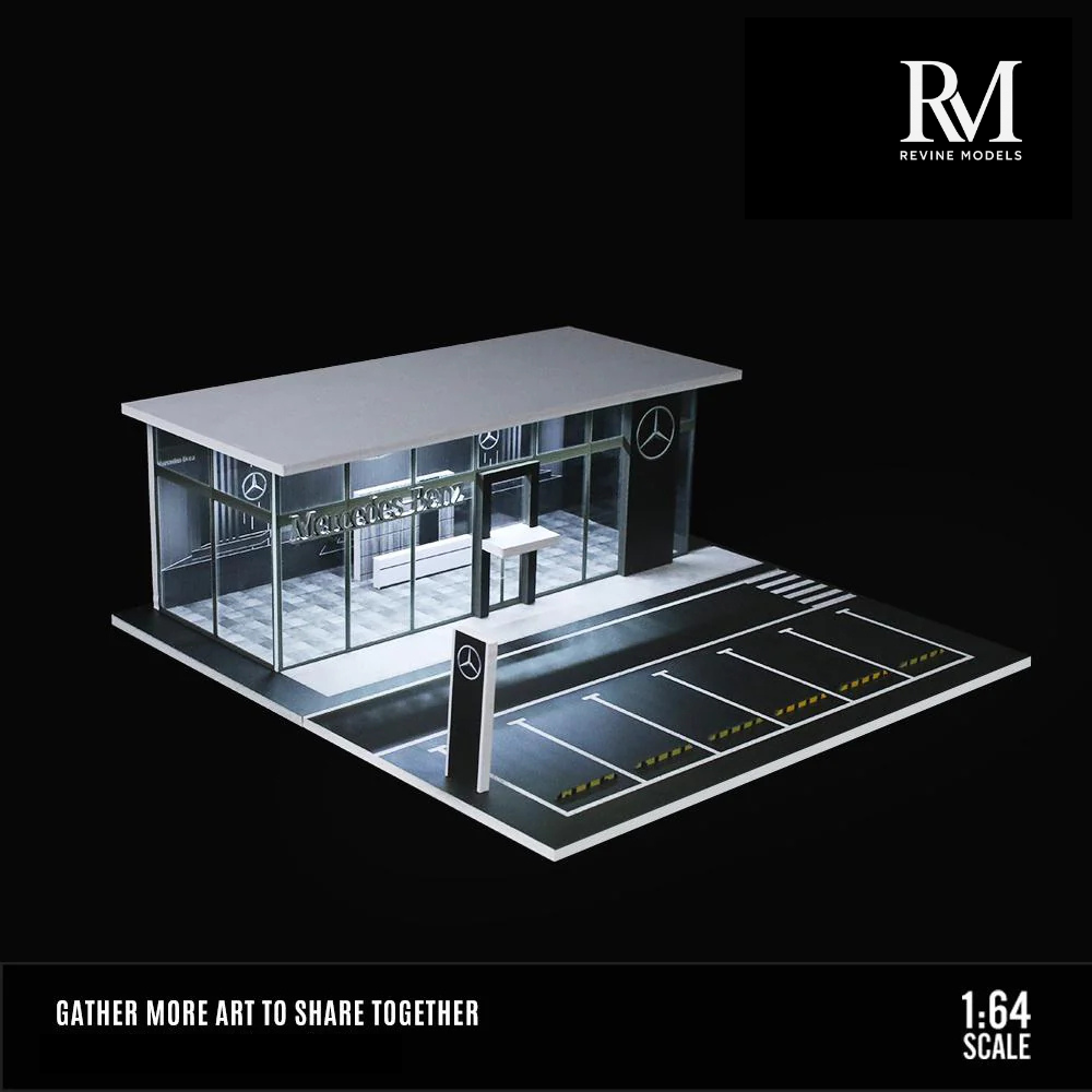 Mercedes Dealership Diorama 1/64 LED Display – Hot Wheels & Diecast Car Garage Showcase