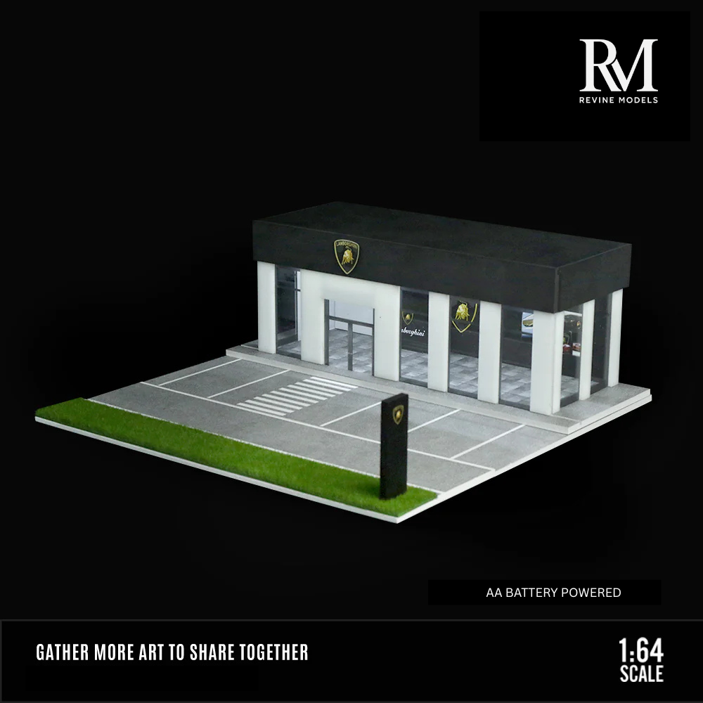Lamborghini Dealership Diorama 1/64 LED Display – Hot Wheels & Diecast Car Garage Showcase
