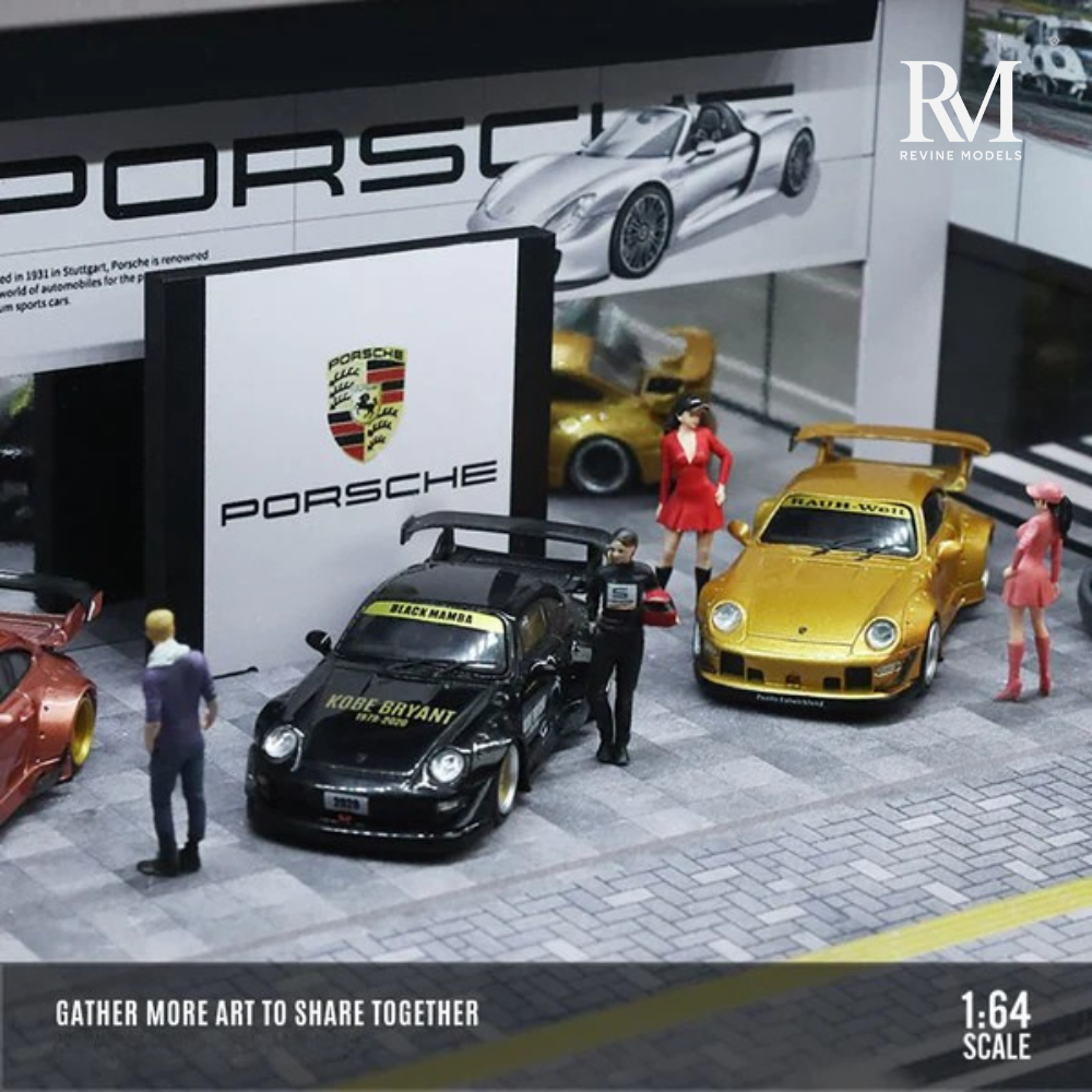 Porsche Dealership Diorama 1/64 LED Display – Hot Wheels & Diecast Car Garage Showcase