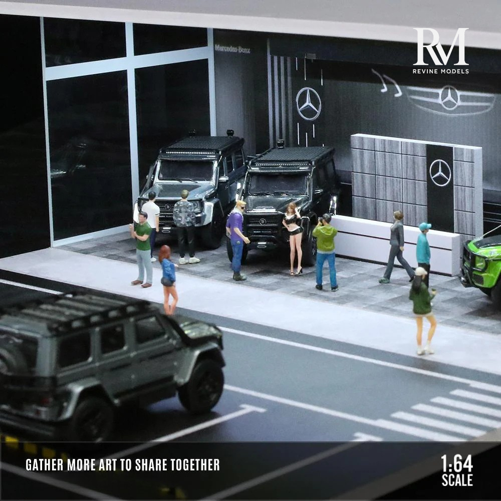 Mercedes Dealership Diorama 1/64 LED Display – Hot Wheels & Diecast Car Garage Showcase